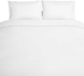 Bettwäsche 200x220 cm mit 2 Kissenbezüge 50x70 cm - 4-teilig für 2 Personen Weiß