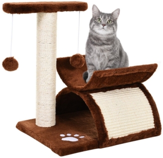 PawHut Kratzbaum Kratzbaum klein Katzenkratzbaum Spielbaum Kratzstamm mit Ball, Braun, 40 x 30 x 43 cm
