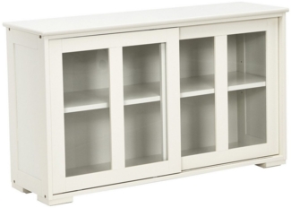 COSTWAY Sideboard Beige, Kommode Anrichte Schrank Kuechenschrank Badkommode Beistellschrank Mehrzweckschrank mit Schiebetueren