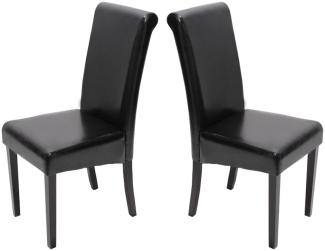 2er-Set Esszimmerstuhl Stuhl Küchenstuhl Novara II, Leder ~ schwarz, dunkle Beine