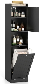 COSTWAY Badkommode, Hochschrank mit Wäschekorb, Stauraum, 170cm