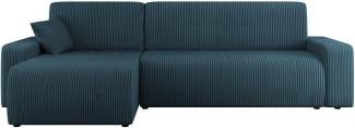 Ecksofa Pixalo L Cord mit Schlaffunktion und Bettkasten (Farbe: Poso 05)