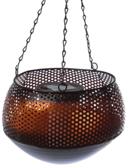 MARELIDA LED Laterne LED Solar Laterne Hängeleuchte Flammeneffekt D: 21cm Terrasse Balkon, LED Classic, amber