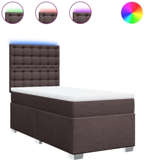 vidaXL Boxspringbett mit Matratze Dunkelbraun 90x200 cm Stoff 3292688