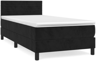 vidaXL Boxspringbett mit Matratze Schwarz 80x200 cm Samt, Härtegrad: H2 [3141331]