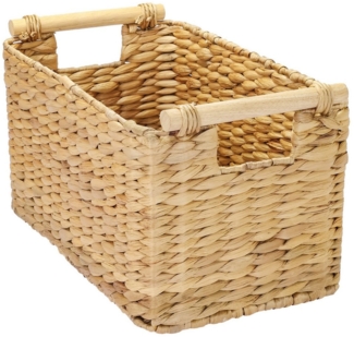 HMF Aufbewahrungskorb Aufbewahrungskorb mit Holzgriffen, Badezimmer Korb (1 St), aus Wasserhyazinthe Seegras handgefertigter Flechtkorb 37 x 22 x 20 cm