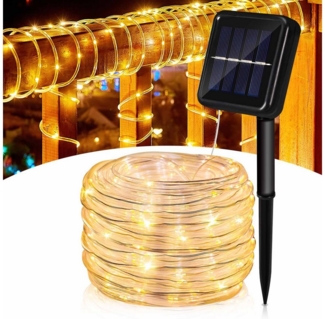 Clanmacy LED-Lichterschlauch Solar Lichterkette Lichtschlauch Beleuchtung Garten Party Deko Außen