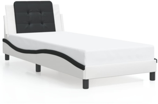 vidaXL Bettgestell ohne Matratze "Zadar" Weiß und Schwarz 90x190 cm Kunstleder 3208155
