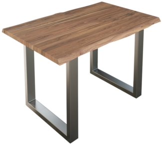 Esstisch Baumkante massiv Akazie beige 140x80 silber Lauren 526263