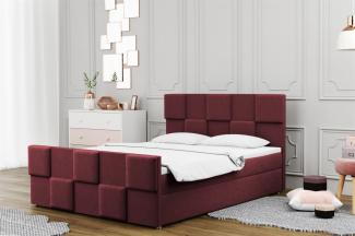 Boxspringbett Schlafzimmerbett MURILO 180x220cm in Stoff Monolith Weinrot