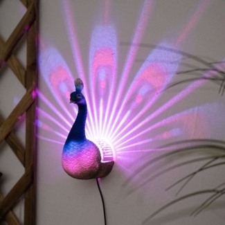 etc-shop LED Solarleuchte, LED-Leuchtmittel fest verbaut, Farbwechsel, Solarlampe Pfau Außen Wandleuchte Figuren Solarleuchte