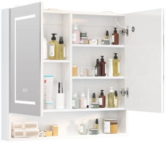 radelldar Badezimmerspiegelschrank Großer LED-Spiegelschrank,Antibilddunstfunktion,Wandmontage,76,2x80