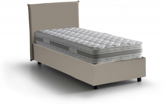 Dmora Einzelbett Adrama, Bettkasten mit Kunstlederbezug, 100 % Made in Italy, seitliche Öffnung, inklusive Matratze 80 x 190 cm, Taupe