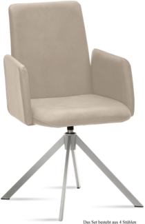 Armlehnstuhl drehbar (4er-Set) Dreama 52 x 92 x 60 Edelstahl/Natur