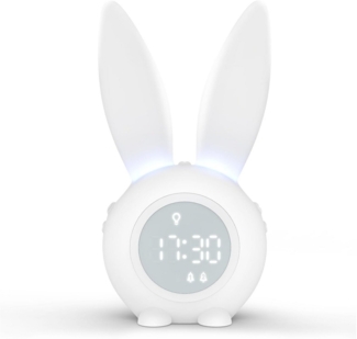 EXTSUD LED Nachtlicht Kinder Lichtwecker Cute Rabbit Kinderwecker, Creative Nachttischlampe Snooze-Funktion zeitgesteuertes Nachtlicht