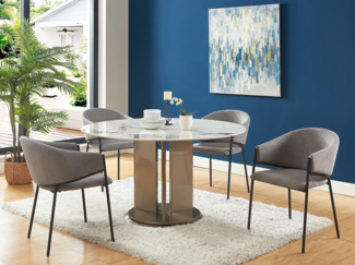 Vente-unique - Stuhl mit Armlehnen 2er-Set - Stoff & Metall - Grau - ORDIDA von Pascal MORABITO