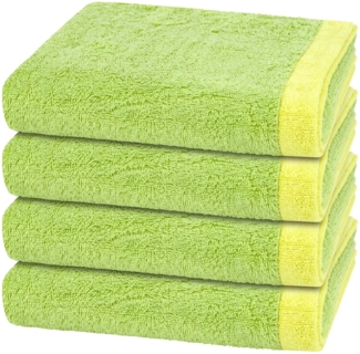 Cawö Lifestyle Splash 4 tlg. Frottier-Set - 4 X Handtuch (50 X 100cm) - 522 g/m2 - Pistazie / lemon