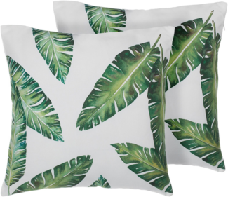Kissen 2er Set Pflanzenmuster DIANELLA 45 x 45 cm Dunkelgrün