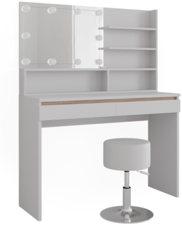 Schminktisch Emma Weiß 120 cm mit Spiegelregal, Hocker & LED-Beleuchtung Vicco