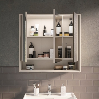 BASIC by Balculina Spiegelschrank Lucera BxHxT 80x75x20 cm (1-St) Breite 80cm, LED-Beleuchtung kaltweiß