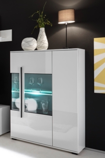 Stauraumvitrine Glasvitrine Cantara mit LED-Beleuchtung 90cm 2-türig weiß