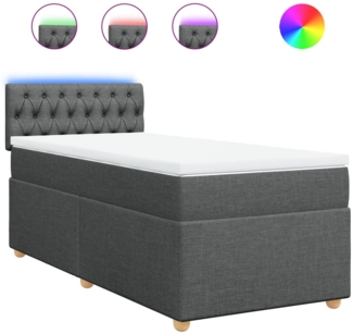 vidaXL Boxspringbett mit Matratze Dunkelgrau 80x200 cm Stoff 3288815