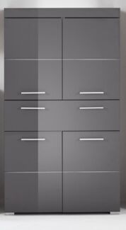 Trendteam 'Amanda' Midischrank, Holz, 132 x 31 x 73 cm, Grau Hochglanz