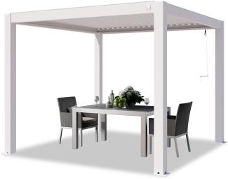 PRIMEYARD Pergola 3x3 m Aluminium Pfosten mit Lamellendach aus Aluminium weiße Terrassenüberdachung