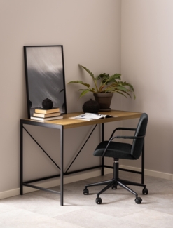 Schreibtisch >Bahamas< in Eiche Dekor, MDF, Gestell schwarz - 120x75x60cm (BxHxT)