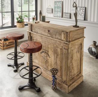 More2Home Barschrank Bar/Ladentheke TASTE-2, recyceltes Mangoholz, mit Beschriftung