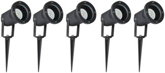 5er Set LED Steckleuchte, schwarz, beweglich, H 33,5 cm