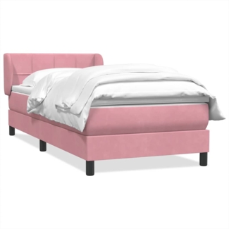 vidaXL Boxspringbett mit Matratze Rosa 90x220 cm Samt 3317558
