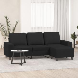 vidaXL 3-Sitzer-Sofa mit Hocker Schwarz 180 cm Stoff 3201155