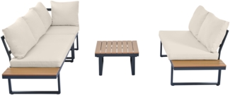 Merax Gartenlounge-Set mit verstellbarer Winkel-Liegefunktion, Beige + Grau