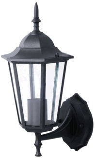 Wandleuchte, Laterne schwarz, Glas klar, H 36 cm