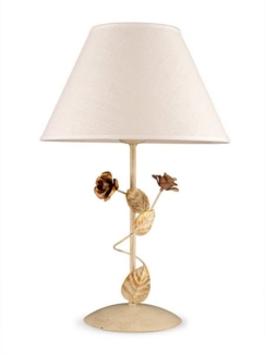 Helios Leuchten LED Tischleuchte Florentiner Tischlampe im Landhausstil Stoffschirm Leinen, für Nachttisch Schreibtisch Sideboard, LED wechselbar, handgefertigtes Produkt