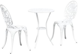 vidaXL Garten Bistro Set 3 pcs Weiß Aluminium 42002388