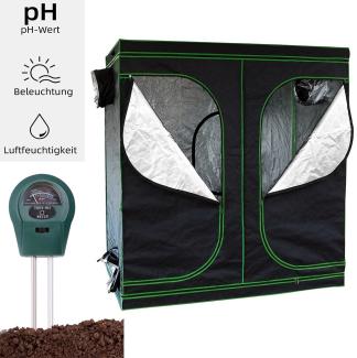 Growbox inkl. 3 in 1 Feuchtigkeitsmessgerät für Pflanzen Gewächshaus Indoor Pflanzenzelt Zuchtzelt Growroom Zuchtschrank Darkroom Zimmergewächshaus Growschrank - 240x120x200 cm