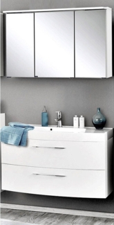 Lomadox Badmöbel-Set FLORIDO-03, (Spar-Set, 2-St), Waschplatz 100cm Waschtisch Spiegelschrank weiß Hochglanz