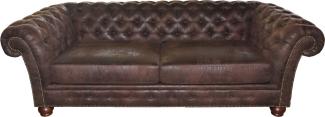 Casa Padrino Limited Edition Designer Chesterfield 3-er Sofa Braun B 226 cm