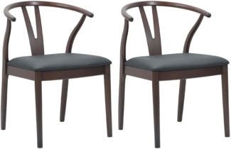 vidaXL Esszimmerstuhl 2 pcs Hellbraun und Schwarz Massives Gummiholz 42020412