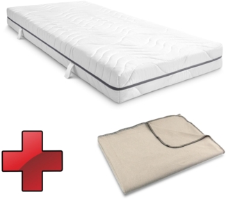 7 Zonen Viskoelastik-Matratze Sleezzz Smart 90 x 200 cm, Höhe 18 cm, Härtegrad H3 mit Air Memoryschaum + Sleezzz® Smart Kuscheldecke 140 x 200 cm
