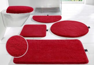 Bruno Banani Badematte Lana, Badvorleger, Badezimmer Teppich, Höhe 25 mm, rutschhemmend beschichtet, fußbodenheizungsgeeignet, schnell trocknend, strapazierfähig, Polyacryl, rechteckig, 3-tlg. Hänge-WC Set, Badteppich, Badematten, unifarben, auch als 3...