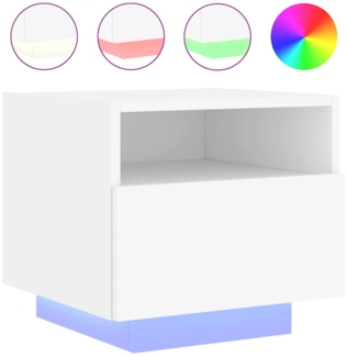 Nachttisch Nachtschrank mit LED-Leuchten Weiß 40x39x37 cm