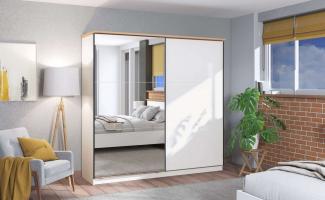 Home affaire Schwebetürenschrank Valencia, Kleiderschrank mit Spiegel im Landhausstil, 220x214x65,5cm mit kompletter Innenausstattung, FSC®-zertifizierter Holzwerkstoff