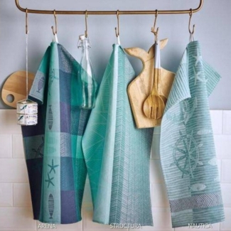 sander table + home Geschirrtuch Arena aqua 50x70 cm, (1x Geschirrtuch), aus Halbleinen-Qualität