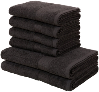 my home Handtuch Set Juna, 6-tlg, 2 Duschtücher (70x140) 4 Handtücher (50x100), Walkfrottee (6-St), 100% Baumwolle, Handtuch-Set mit Bordüre, Uni-Farben, weich