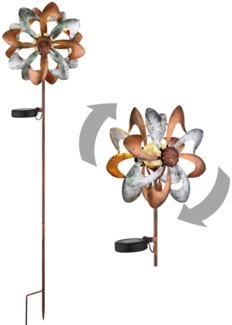 Windrad Metall Garten Solar Solarleuchte Außen Solarlampe Windspiel Retro