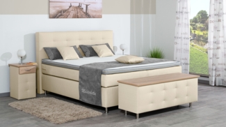 Meisterbetten Boxspringbett Lago 180x200 in KL-Vanille, Matratzenbezug Nano, Ergoflex-Topper