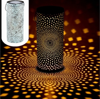 Marrakesch Orient & Mediterran Interior LED Solarleuchte Vintage Solarlaterne Solar Laterne Windlicht Lampe Outdoor Swann Grün, LED fest integriert